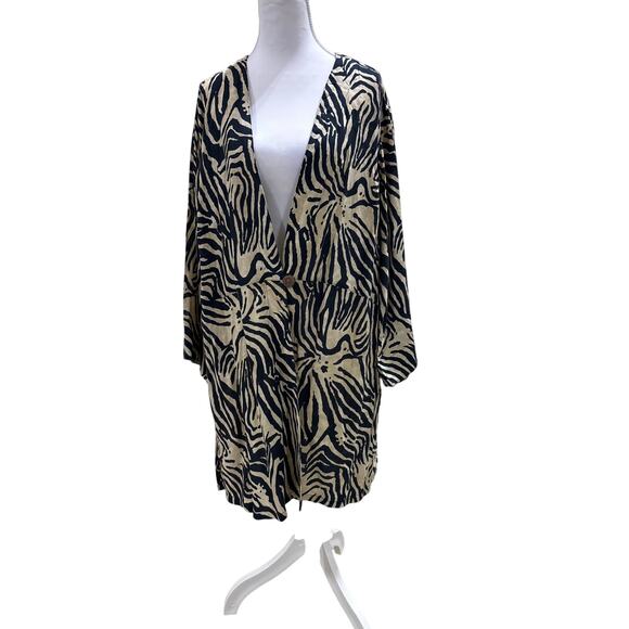 Soft Surroundings Zebra Print Open-Front Kimono Cardigan Lightweight Layer - Picture 1 of 7
